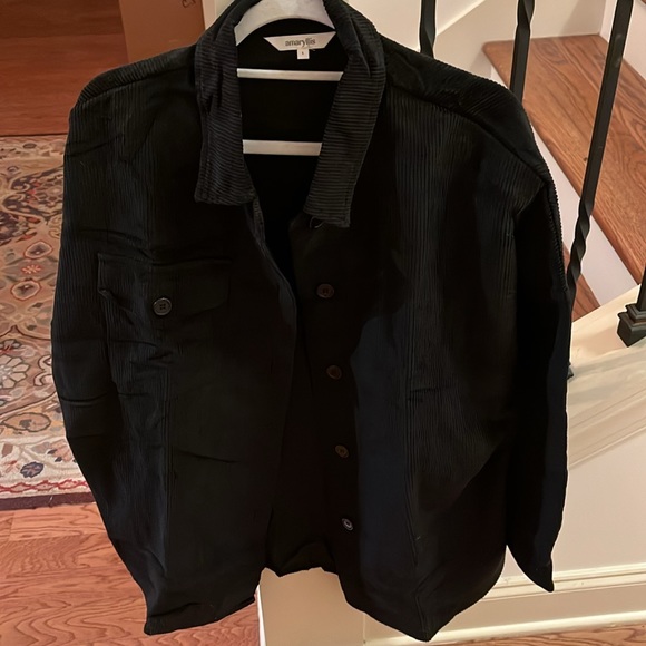 Plaid Lined Corduroy Shacket - BLACK / Large / NWOT - Picture 13 of 15